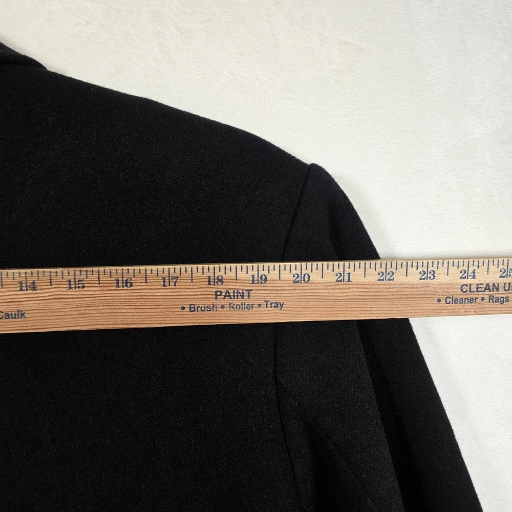 H&M Wool Blend Overcoat Mens XL Black Long Peacoat Trench Old Money Minimalist